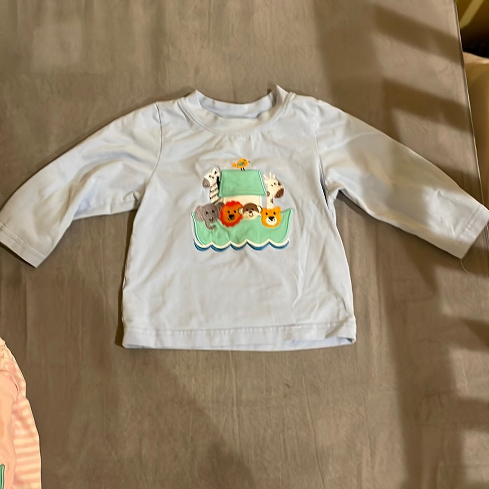 18m boys Noah’s Ark long sleeve blue shirt.